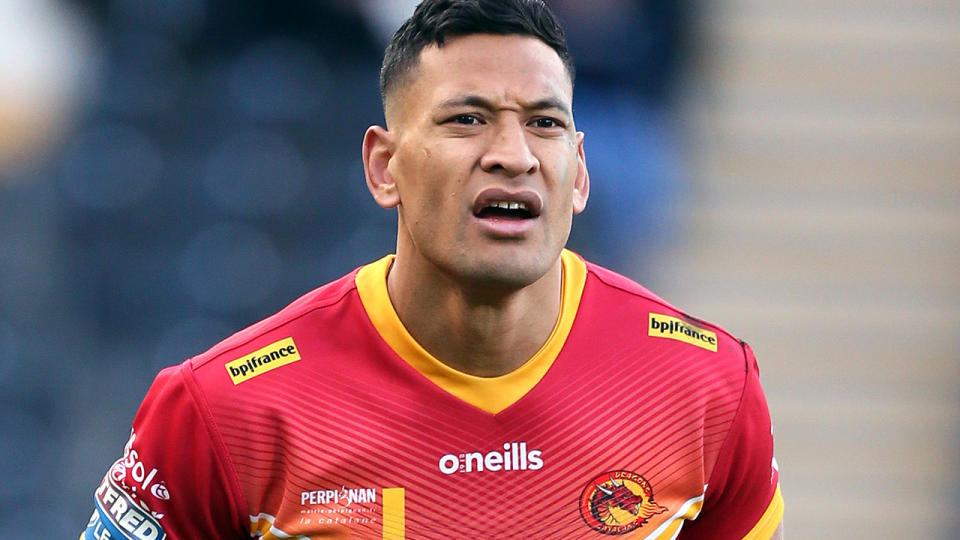 Israel Folau, pictured here in action for Catalans Dragons in the Super League.