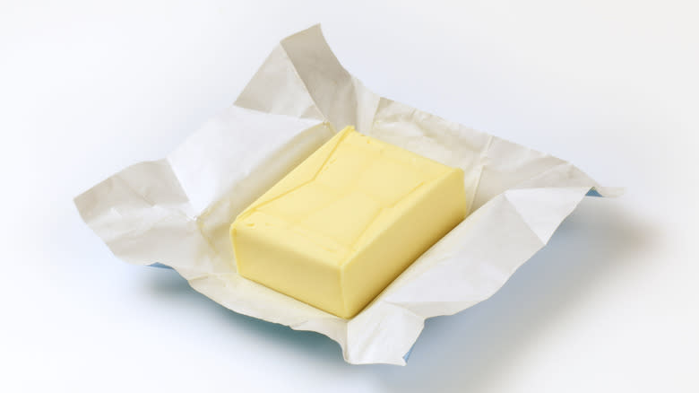 Butter on packet softened