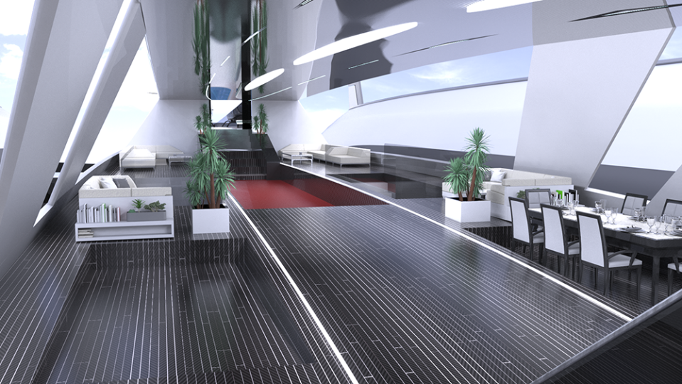 The interior of the Air Yacht is fittingly modern. - Credit: Lazzarini Design