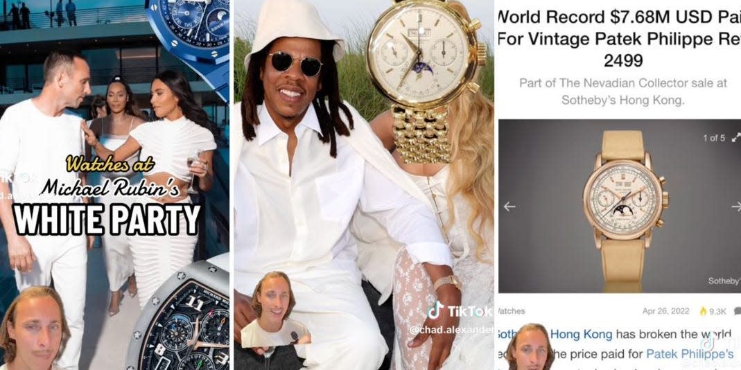 viral tiktok about watches at Rubin's white party