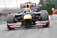Red Bull Racing's Australian driver Mark Webber drives at the Circuit de Monaco on May 27, 2012 in Monte Carlo during the Monaco Formula One Grand Prix. (JEAN-CHRISTOPHE MAGNENETPATRICE COPPEE/AFP/GettyImages)