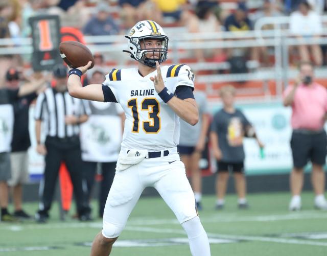 Michigan high school football: Saline's CJ Carr picks apart Brighton in  42-3 Week 1 rout