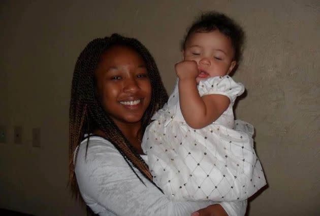 Crystal Davis holds her daughter Zion when she was a baby in an undated photo.