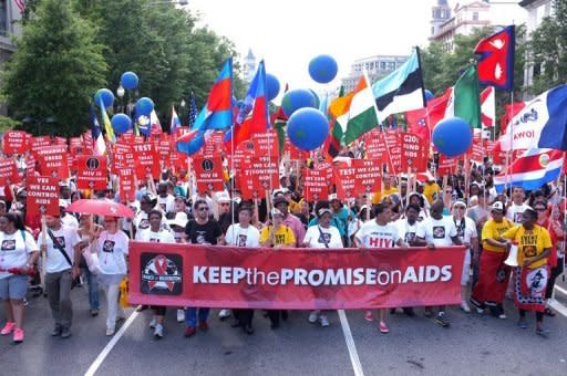 Activists take part in the Keep the Promise Alive 2012 AIDS march in Washington DC on July 22. Science has given the world "no excuse" to resist bold action against the spread of the 30-year AIDS pandemic, said a top US expert at the opening of the International AIDS Conference