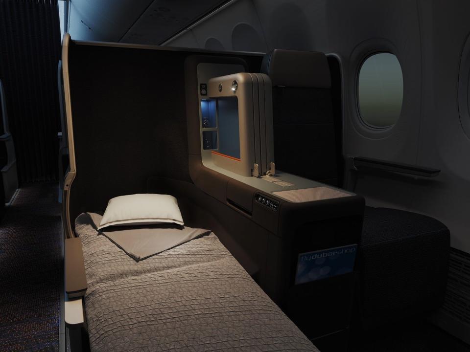 Flydubai's first lie-flat business class seat.