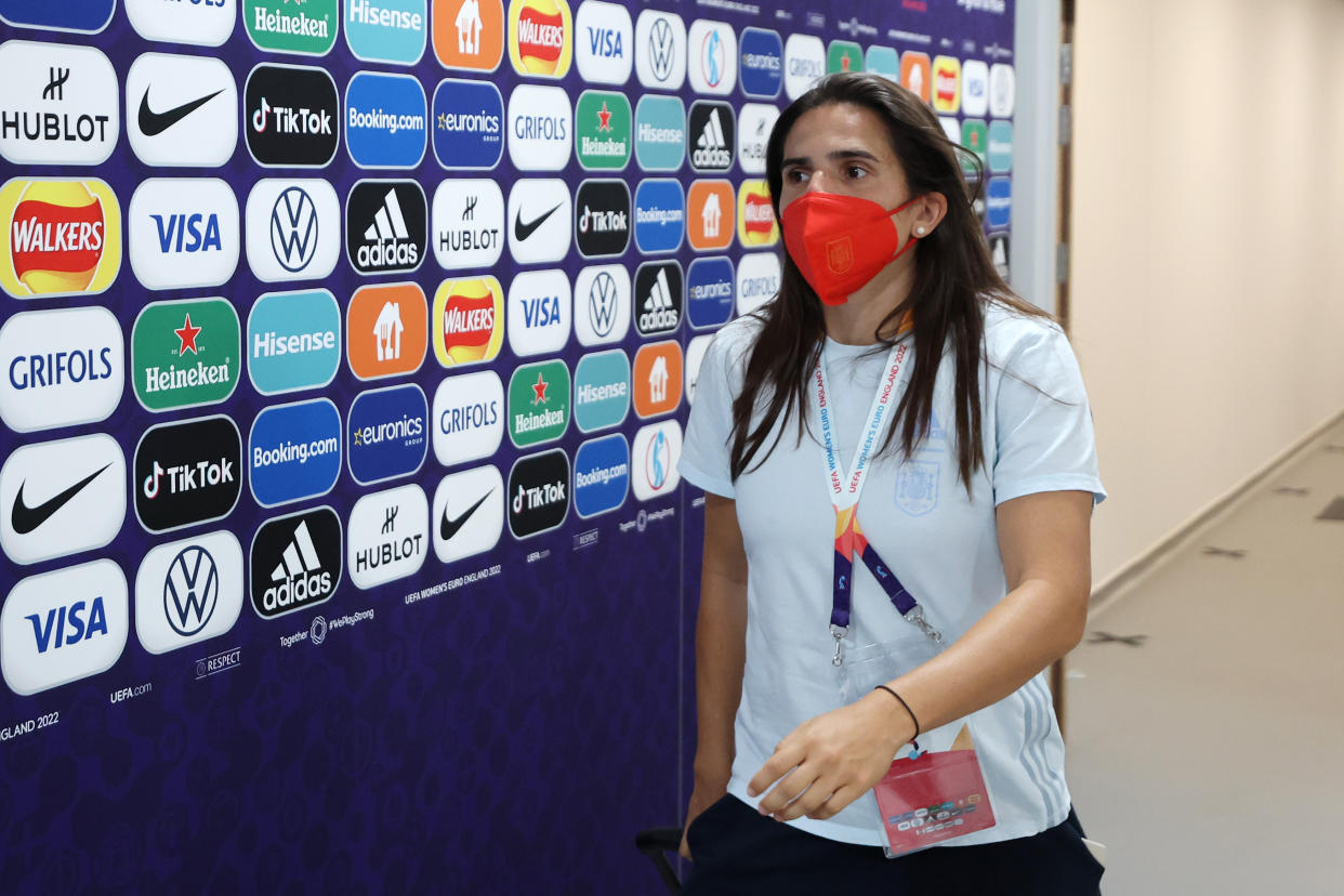 Andrea Pereira previo a los Cuartos de Final de la UEFA Women's Euro 2022 Inglaterra y España. Foto por Catherine Ivill - UEFA/UEFA via Getty Images.