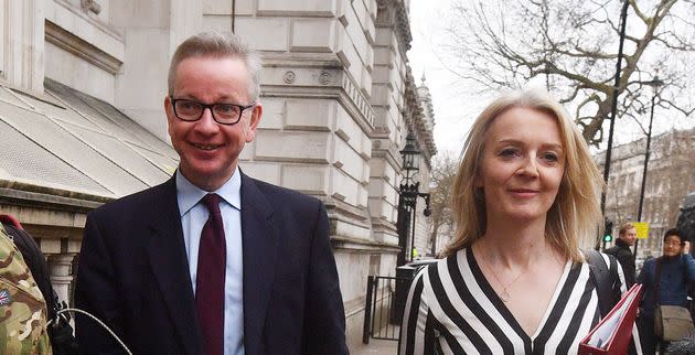 Michael Gove and Liz Truss after leaving Downing Street. (Photo: Victoria Jones - PA Images via Getty Images)