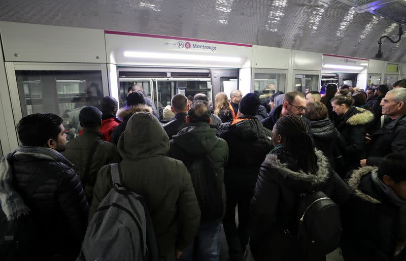 Seventh day of strike by all unions of the Paris transport network and French SNCF workers, in Paris