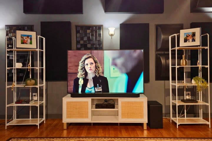 Two Samsung Music Frames with a Frame TV and the HW-Q990D soundbar.