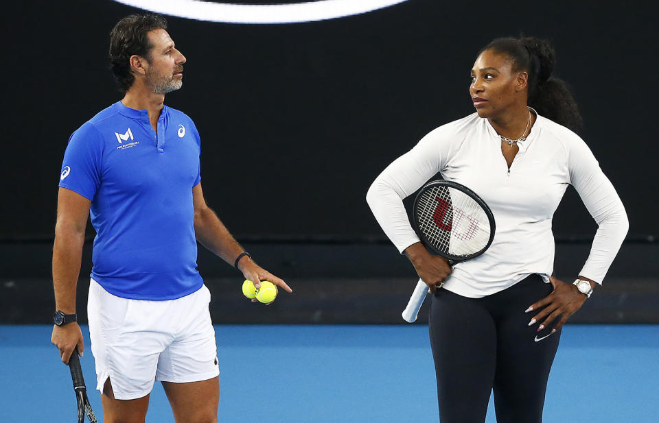 Patrick Mouratoglou and Serena Williams at the Australian Open in 2020. (Photo by Daniel Pockett/Getty Images)