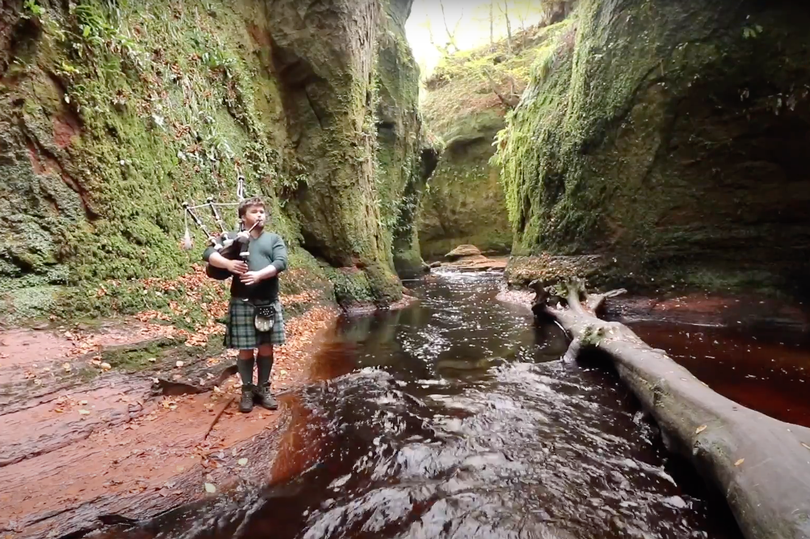 Grant Macleod plays the Skye Boat Song in Finnich Glen