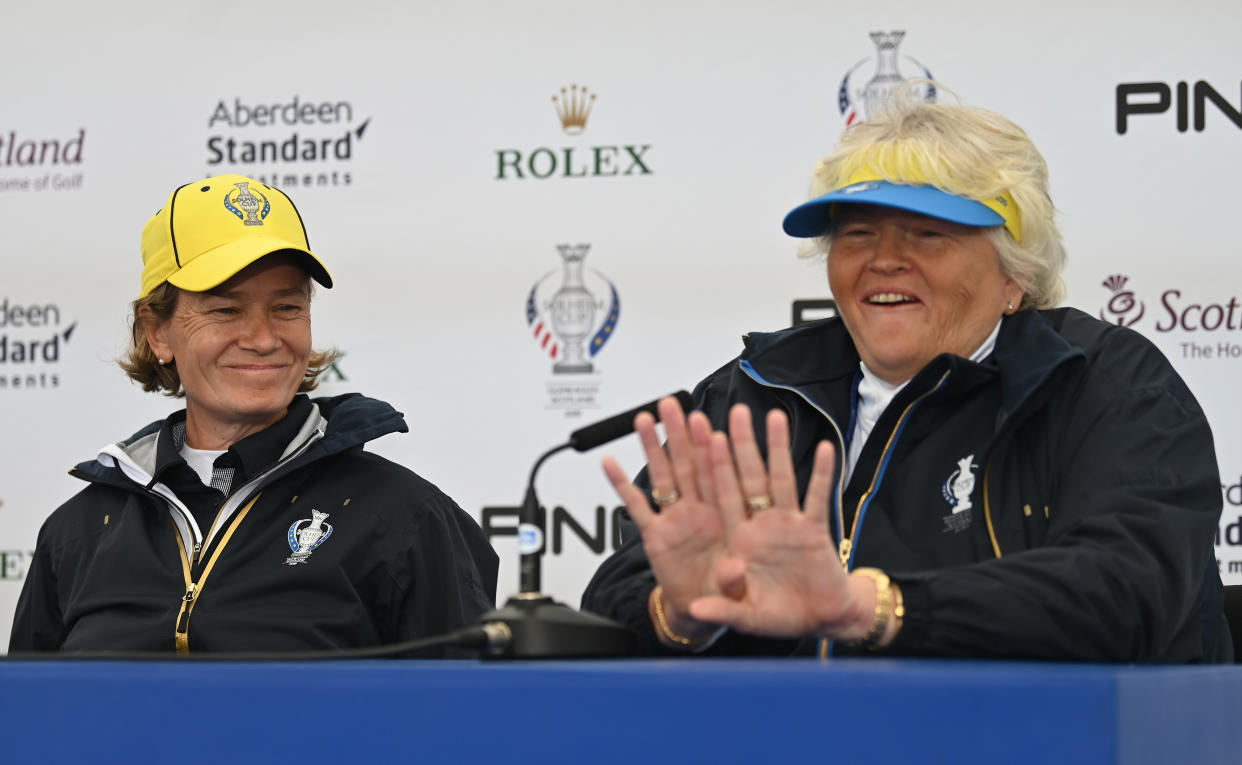 Captain Catriona Matthew and vice-captain Dame Laura Davies ahead of Europe's Solheim Cup clash with the United States at Gleneagles