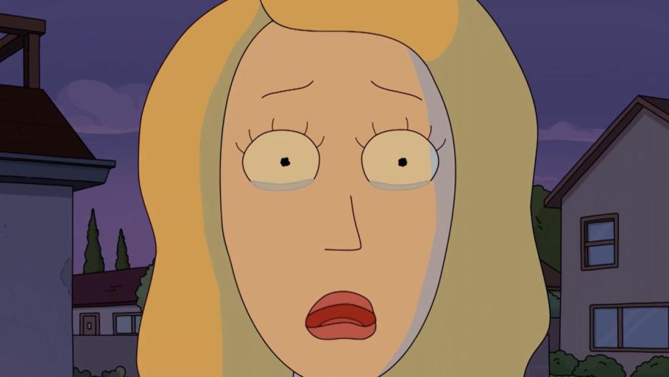 A teary-eyed Beth on Rick and Morty