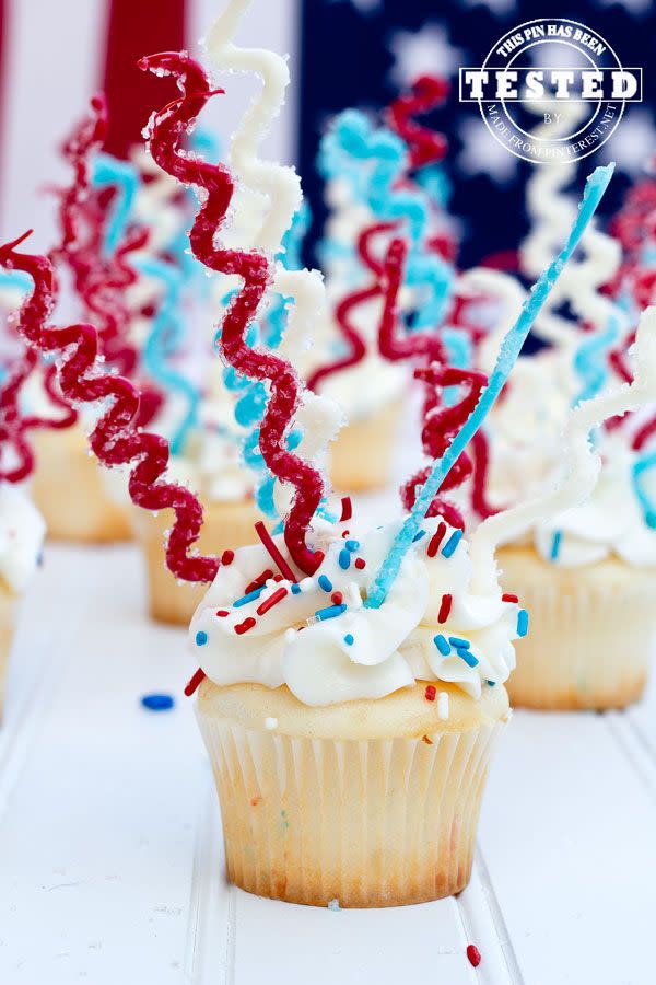 Fourth of July Sparkler Cupcakes