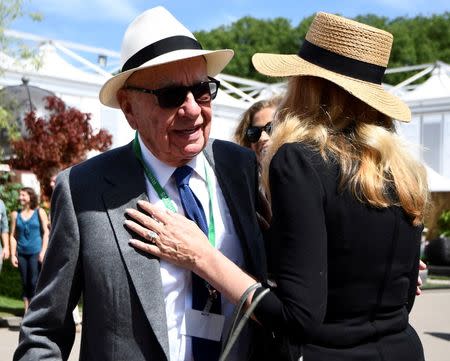 Rupert Murdoch and his wife Jerry Hall visit the Royal Horticultural Society's Chelsea Flower show in London, Britain, May 22, 2017. REUTERS/Dylan Martinez