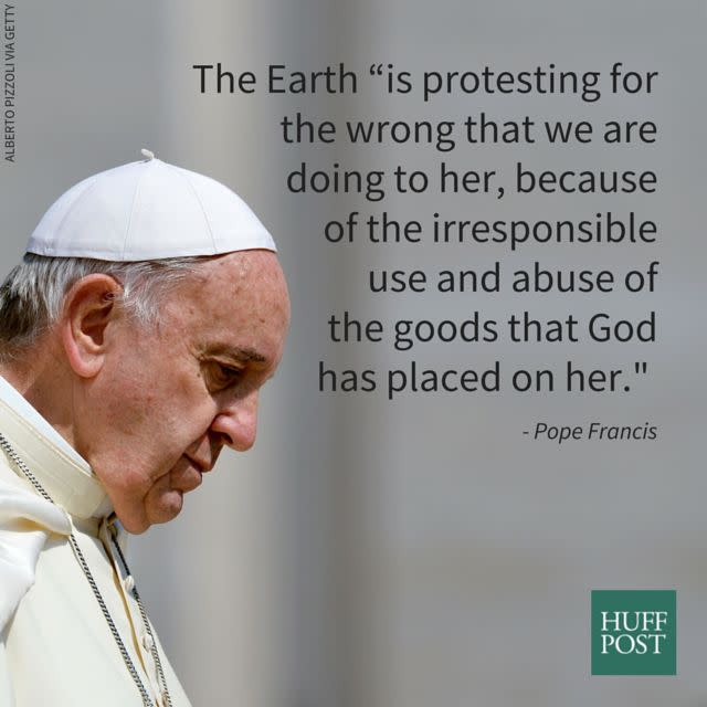 From a draft of "Laudato Sii," translated by<a href="http://www.theguardian.com/world/2015/jun/15/pope-francis-destruction-ecosystem-leaked-encyclical" target="_blank"> The Guardian.</a>