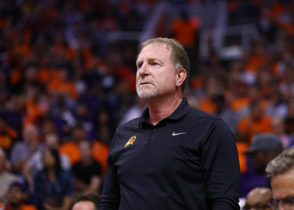Oct 23, 2019; Phoenix, AZ, USA; Phoenix Suns owner Robert Sarver against the Sacramento Kings at Talking Stick Resort Arena. Mandatory Credit: Mark J. Rebilas-USA TODAY Sports