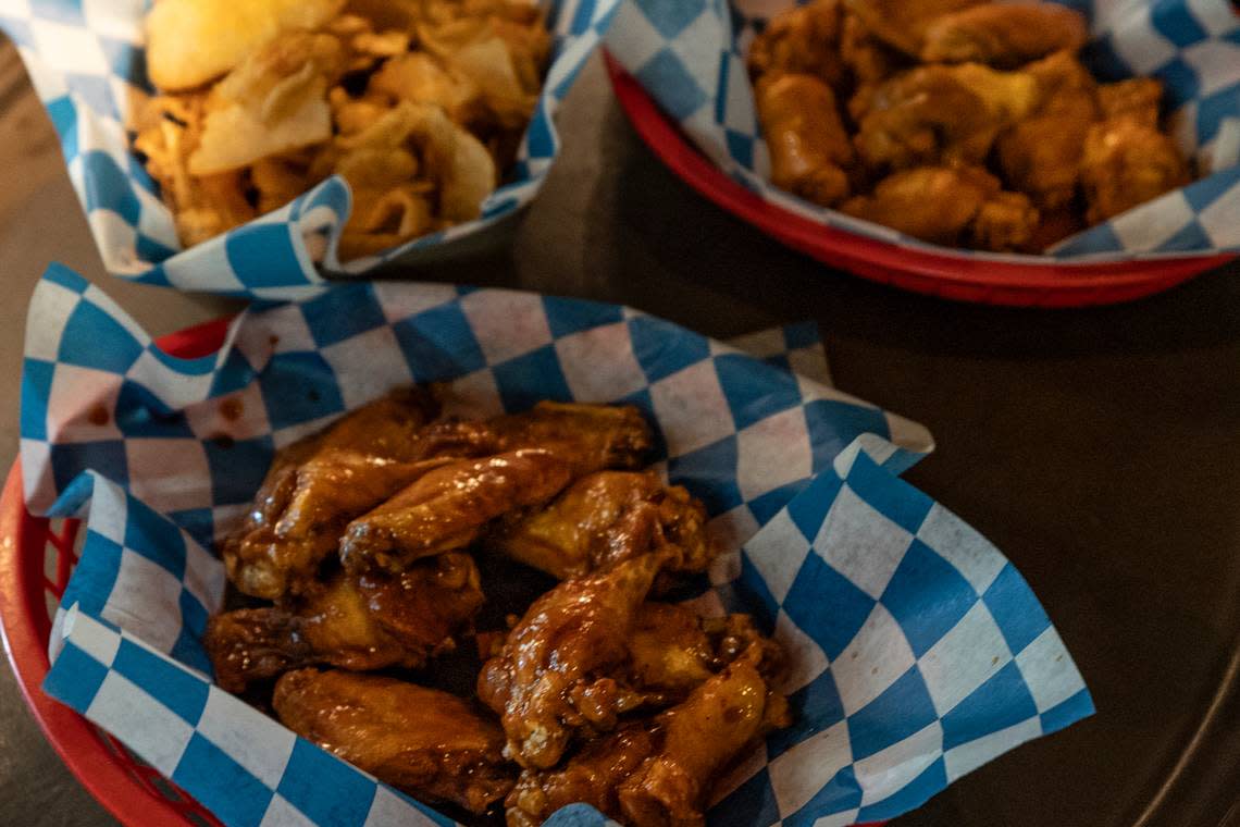 Publick House wings and raw fries.