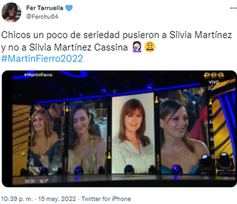 Los usuarios no dudaron en marcar el error que hubo en los Martin Fierro (Foto: Captura Twitter / @ferchu64)