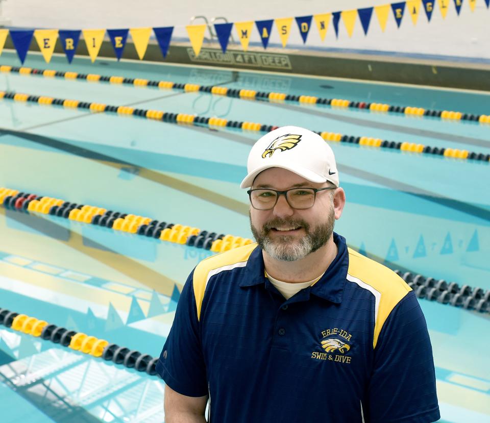 Andy Mosley of Erie Mason-Ida has been named Monroe County Region Boys Swimming Coach of the Year.