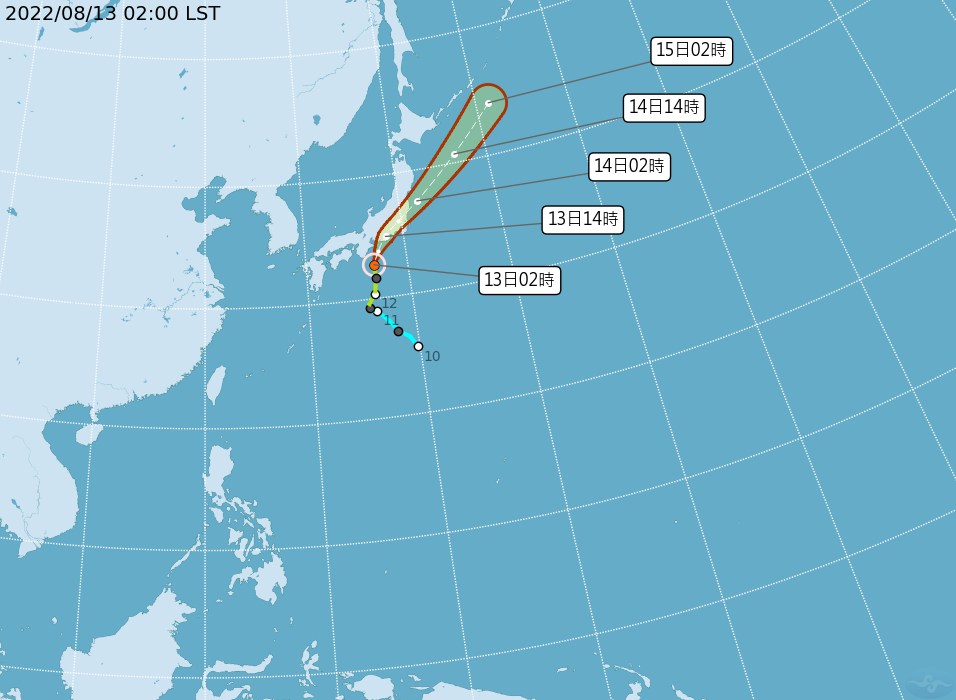 輕颱米雷路徑曝光。（圖／中央氣象局）