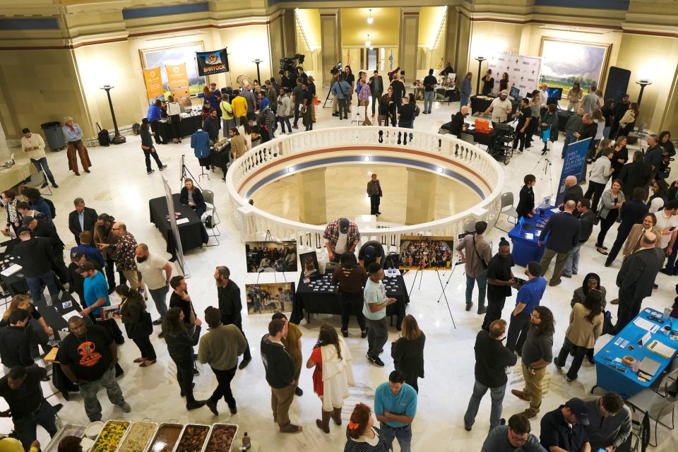 People attend Oklahoma Film Day at the Capitol, Tuesday, February 28, 2023.