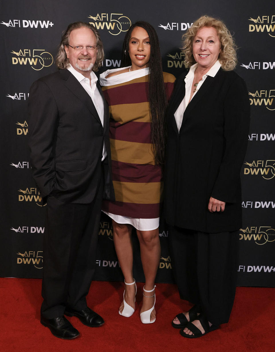 (L to R) AFI President and CEO Bob Gazzale, Keynote Speaker Melina Matsoukas (AFI Class of 2005) and AFI Conservatory Dean and AFI Executive Vice President Susan Ruskin at AFI DWW+ Class of 2024 Showcase, April 10