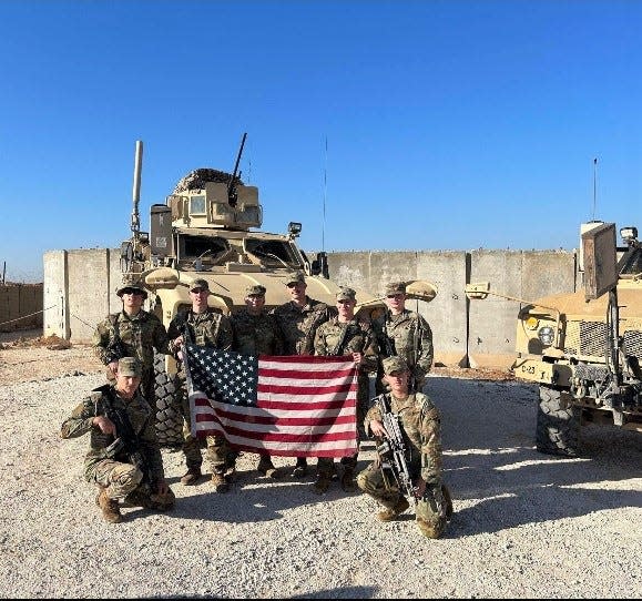 Lenawee County soldiers with the Army National Guard have been deployed to Syria on a peacekeeping mission since October. The deployment is for a term of one year, and they are expected to return Oct. 23. Pictured, in no particular order, are Sgt. Andrew Giles, Cpl. Alexander Dick, Spc. Jeremy Brooket, Spc. Quin Davis, Spc. Dakota Manee, Spc. Austin Mitchell, Pfc. Gavin Dingman and Pfc. Donovan Riley.