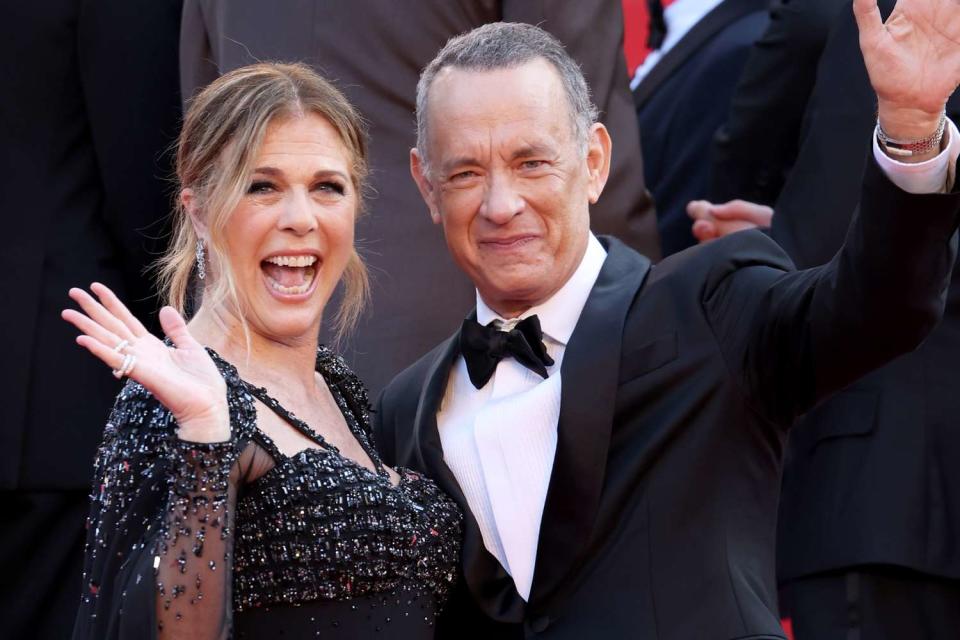 <p>Daniele Venturelli/WireImage</p> Rita Wilson and Tom Hanks in Cannes, France, on May 23, 2023