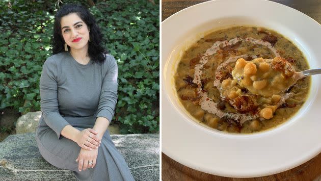 Habiba Syed and a bowl of oogra, a warming lentil soup. (Photo: Courtesy of Habiba Syed)