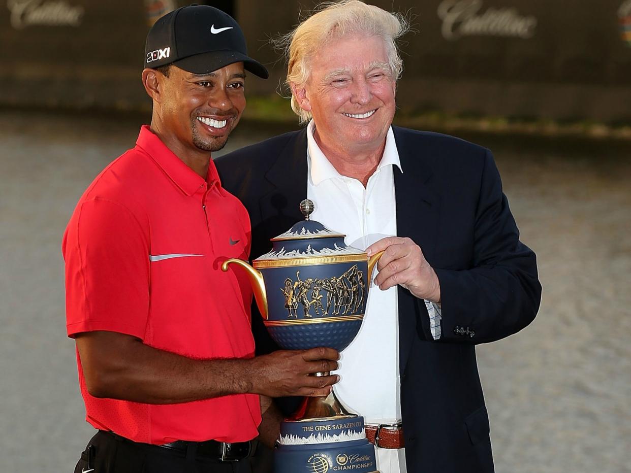 Donald Trump defends Tiger Woods comments about their friendship and respecting the office of the president in his latest tweets: Warren Little/Getty Images