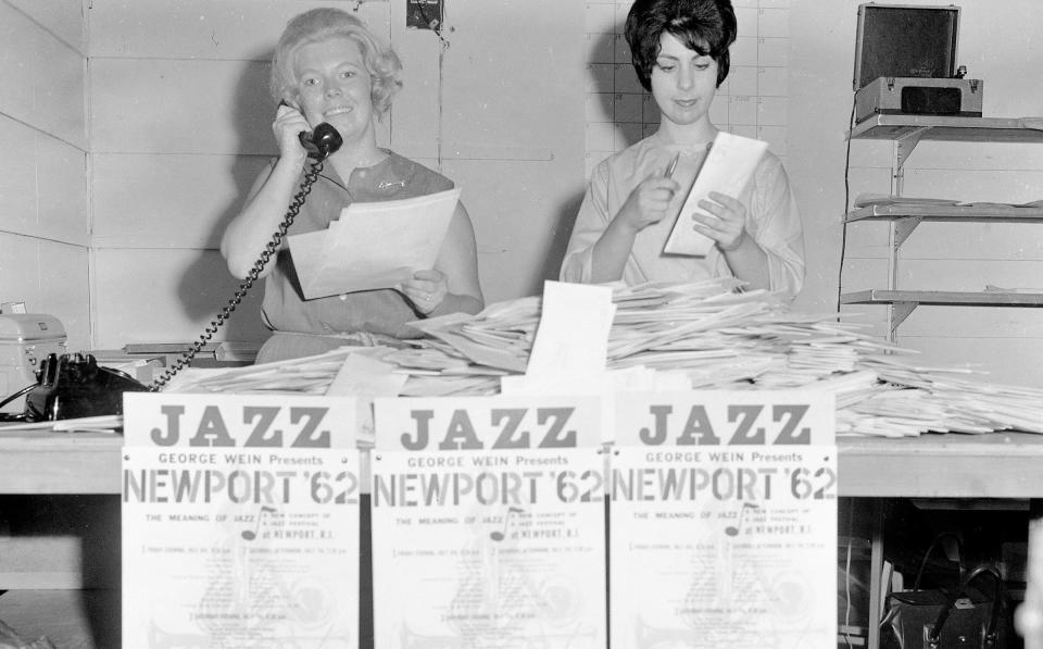 Employees prepare mail orders for Newport Jazz Festival tickets in this photo from 1962.
