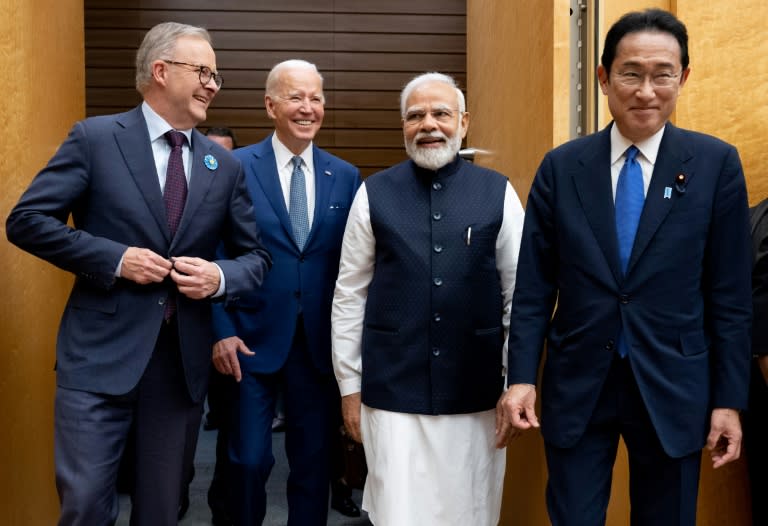 US President Joe Biden is hosting Japanese Prime Minister Fumio Kishida, Indian Prime Minister Narendra Modi and Australian Prime Minister Anthony Albanese (SAUL LOEB)