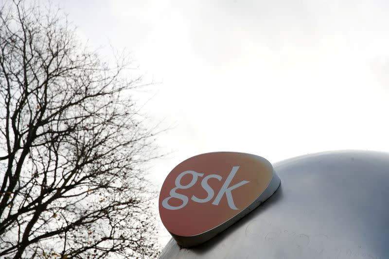 FILE PHOTO: Company logo of pharmaceutical company GlaxoSmithKline is seen at their Stevenage facility