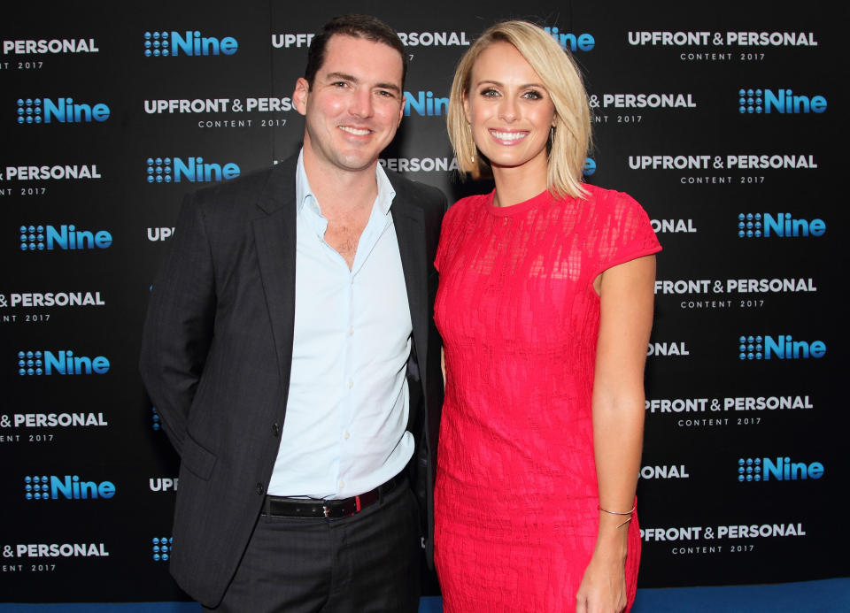 Peter Stefanovic and Sylvia Jeffreys pose during the Channel Nine Up fronts at The Star