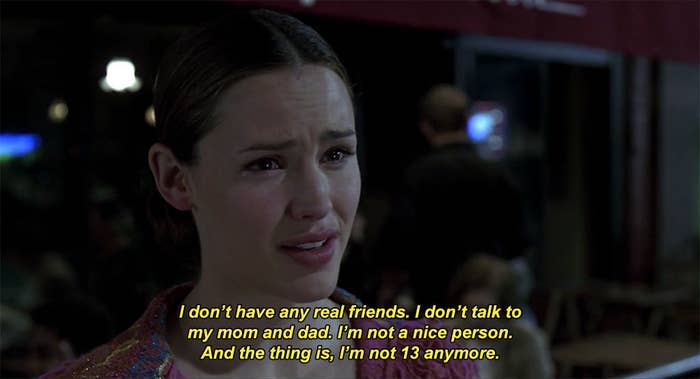 Jennifer Garner as Jenna Rink doesn't like the woman she grew up to be in "13 Going on 30"