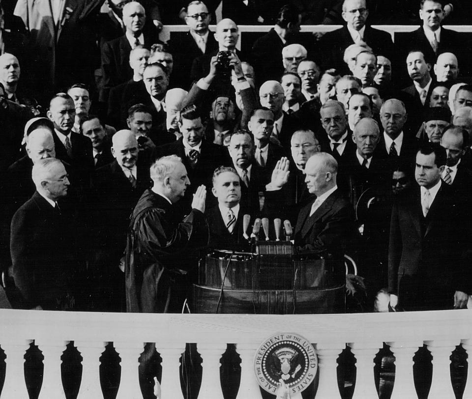 Dwight D. Eisenhower takes the oath of office on&nbsp;Jan. 20, 1953.