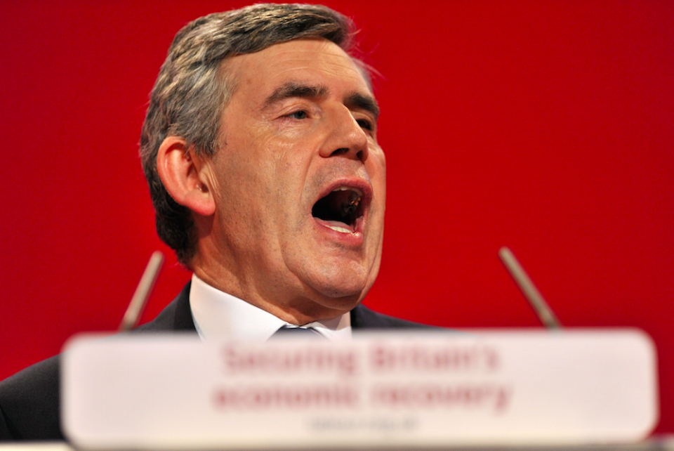 Gordon Brown speaking at the Labour Party Conference in Brighton in September 2009 (Picture: Rex)