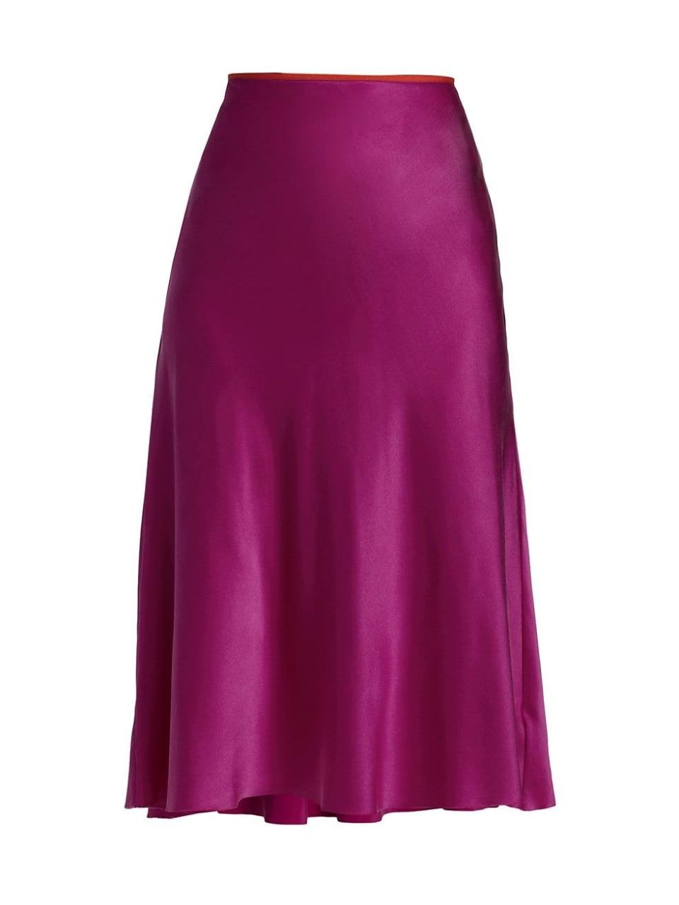 Jaci Silk Satin Knee-Length Skirt