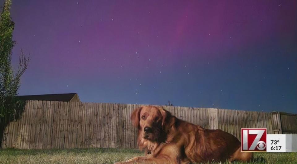 Darius took this photo of his best friend in Raeford as Northern Lights were spotted in North Carolina.