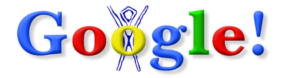 The first Google Doodle featured a burning man stick figure (Google)