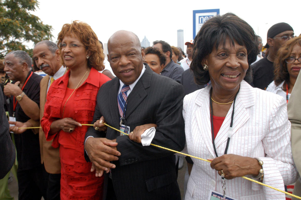 AME Bishop Vashti McKenzie, Rep. John Lewis (D-Ga.) and Rep. Maxine Waters (D-Calif.) head down Atlanta's Martin Luther King Boulevard during the Keep the Vote Alive March and Rally on Aug. 6, 2005. The historic 1965 Voting Rights Act is up for renewal in Congress. (Photo: Barry Williams via Getty Images)