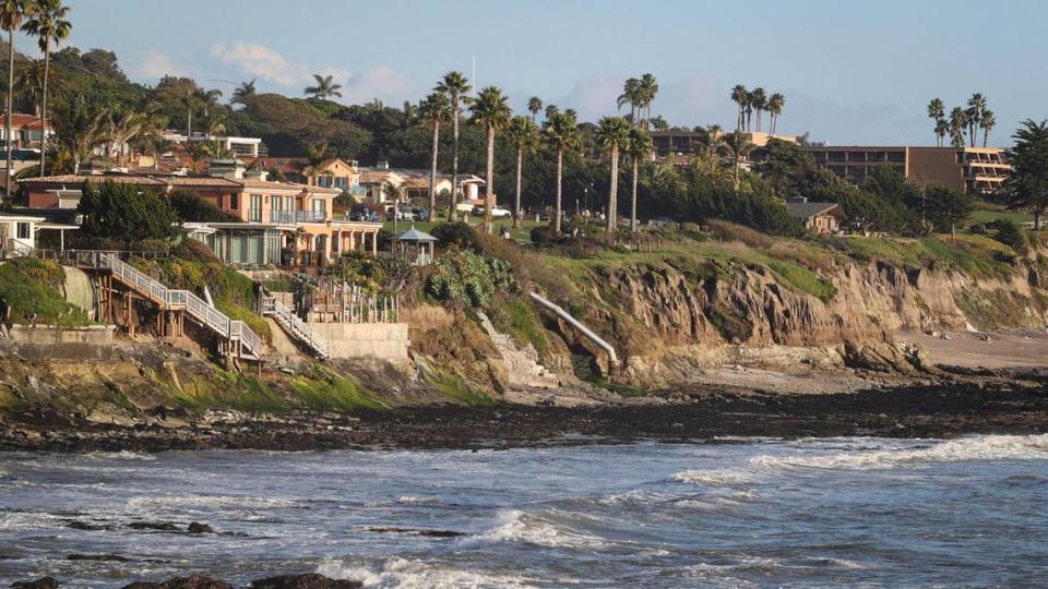 Storm-driven erosion in Pismo Beach has oceanfront homeowners concerned. Some houses have seawalls, while others do not. The California Coastal Commission is generally against issuing private property permits for seawall construction.