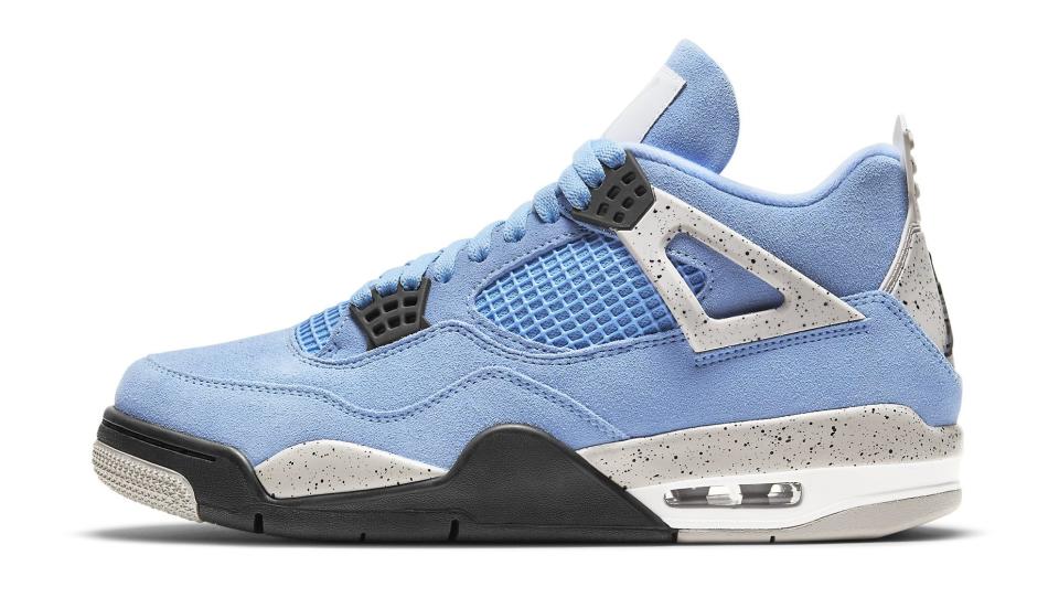 The lateral side of the Air Jordan 4 “University Blue.” - Credit: Courtesy of Nike