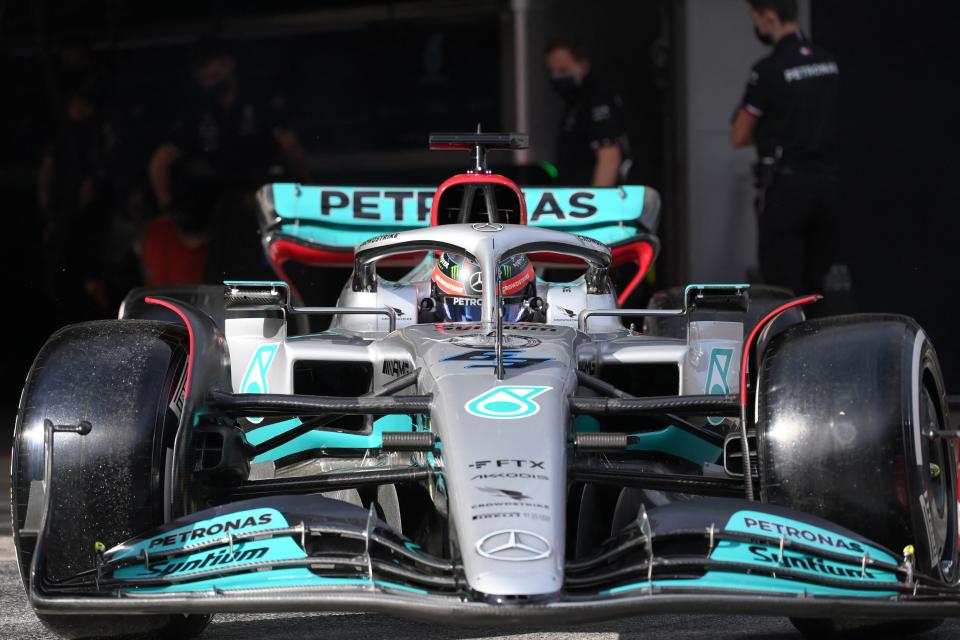 Mercedes have returned to their traditional silver livery with the W13. (AFP via Getty Images)