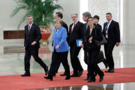 German Chancellor Angela Merkel arrives at the Great Hall of the People for a meeting with China's President Xi Jinping (not pictured) in Beijing, China, May 24, 2018. REUTERS/Jason Lee/Pool