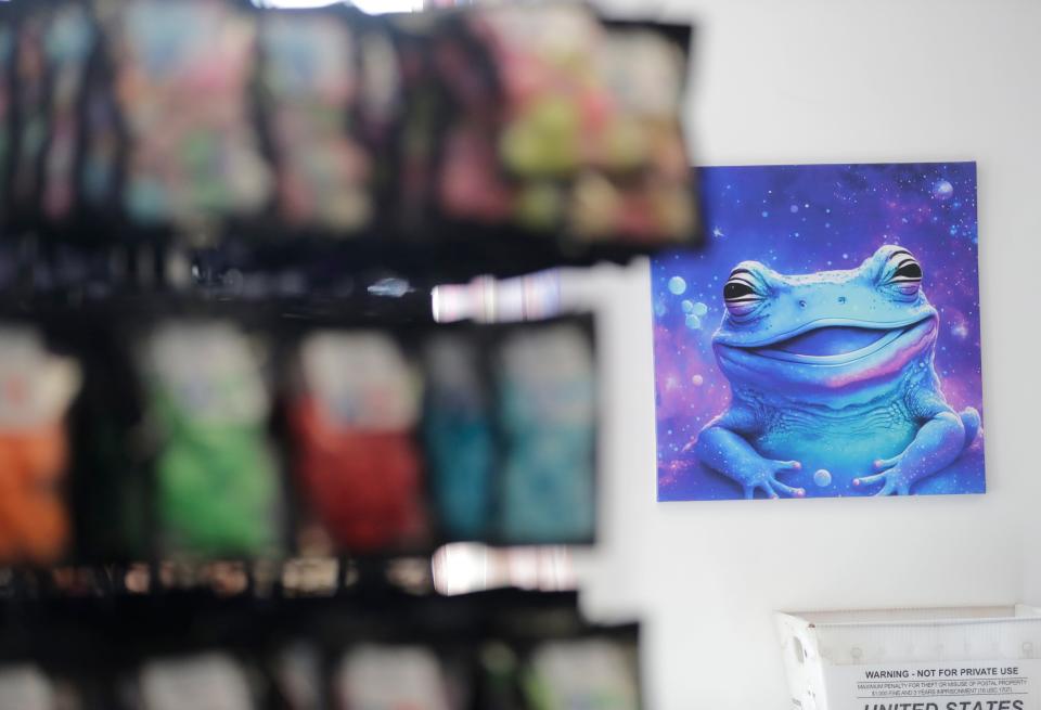 Frog artwork is on display at Tria Frog Treats Thursday, March 21, 2024, in Greenville, Wisconsin. 
Dan Powers/USA TODAY NETWORK-Wisconsin.
