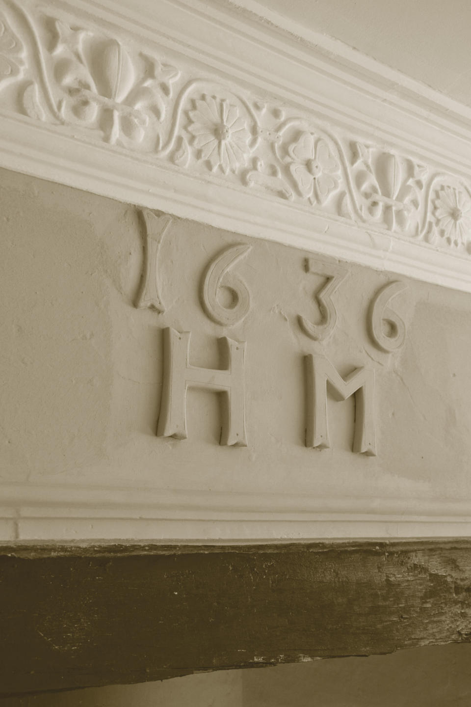 <p>The house is believed to be more than 500 years old – and an indication of its age can be seen with this marking ‘H.M’ on a wall, dated 1636. </p>