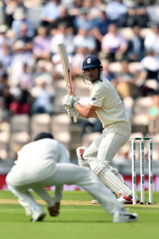 England's Alastair Cook was caught by India's captain Virat Kohli as England collapsed