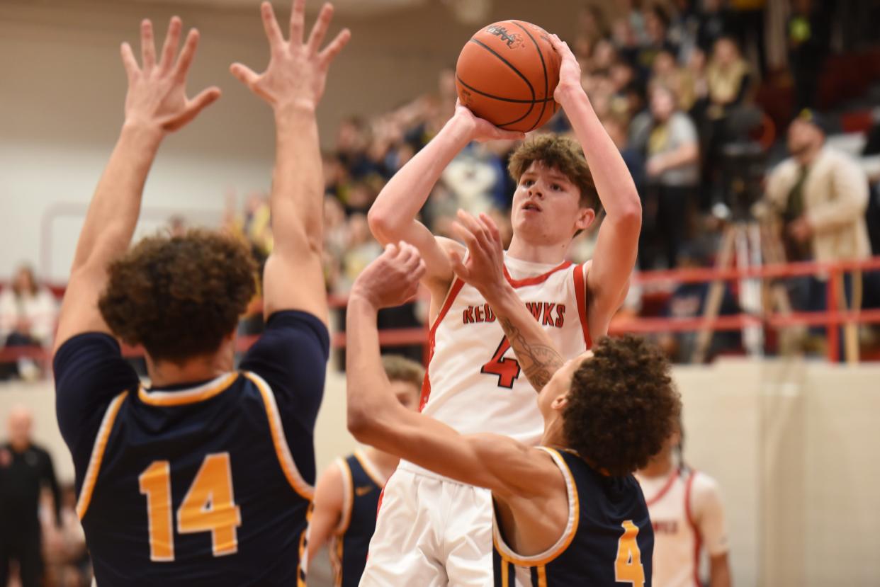 Port Huron's Garrett James pulls up for a jump shot during a game earlier this season.